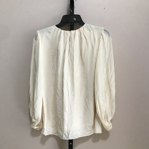 AYR The Fancytown Pleated Blouse Silk Blend in Ivory Small with in imperfections - Picture 2 of 6
